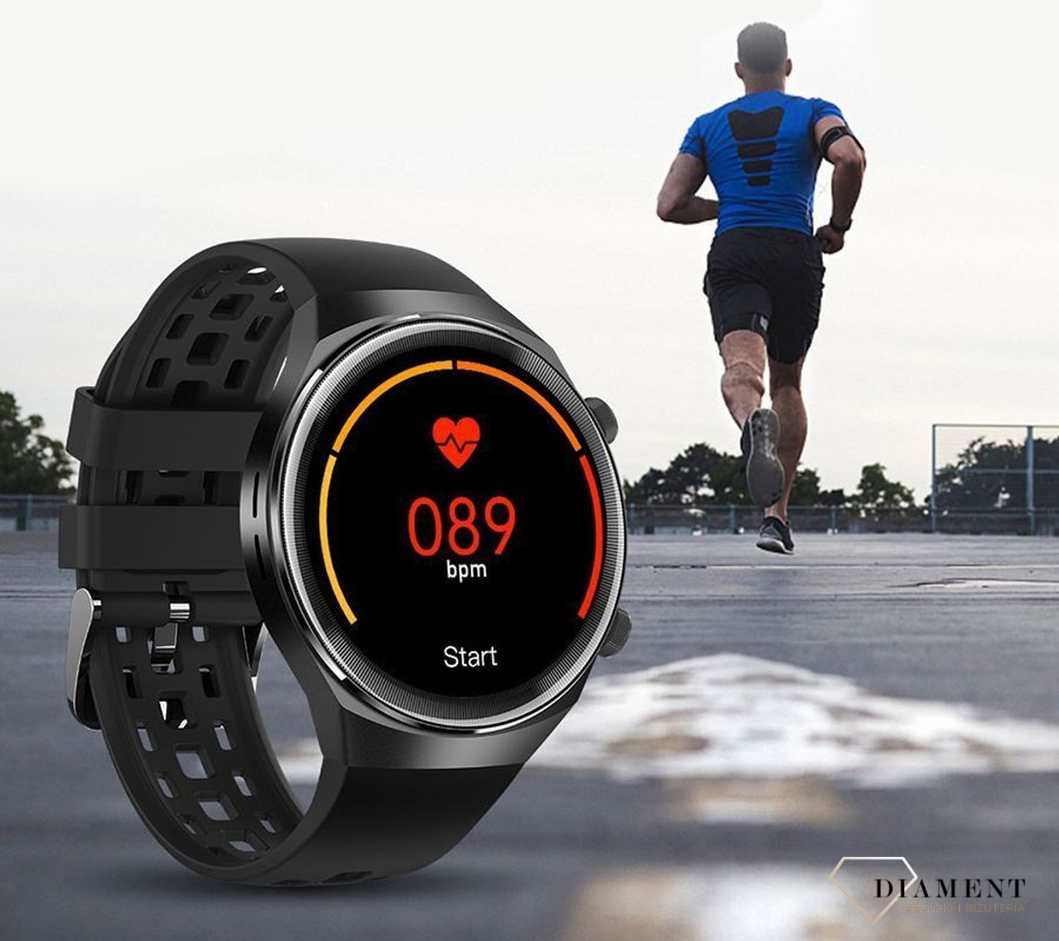 Smartwatch męski na czarnym pasku Rubicon RNCE68. Bluetooth. Zdalne rozmowy przez zegarek (1).jpg